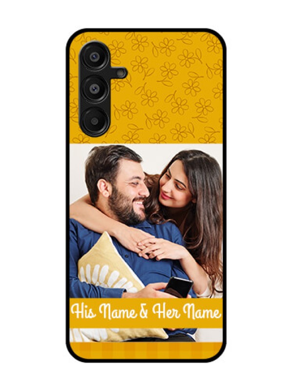Custom Galaxy F16 5G Custom Glass Phone Case - Yellow Floral Design