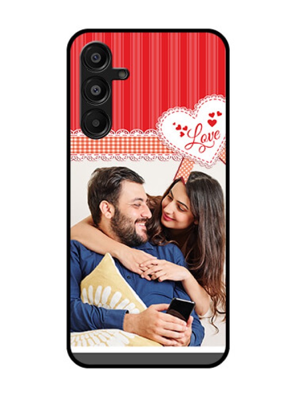 Custom Galaxy F16 5G Custom Glass Phone Case - Red Love Pattern Design