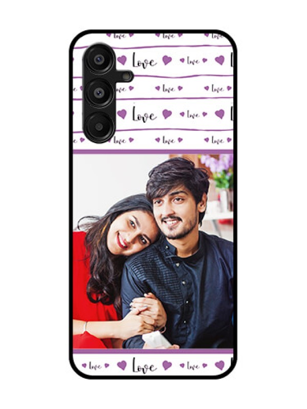 Custom Galaxy F16 5G Custom Glass Phone Case - Couples Heart Design