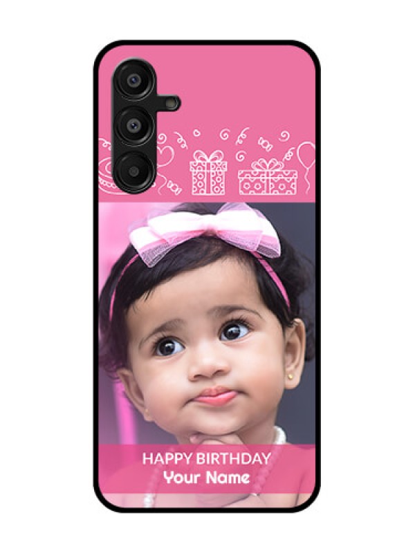 Custom Galaxy F16 5G Custom Glass Phone Case - With Birthday Line Art Design