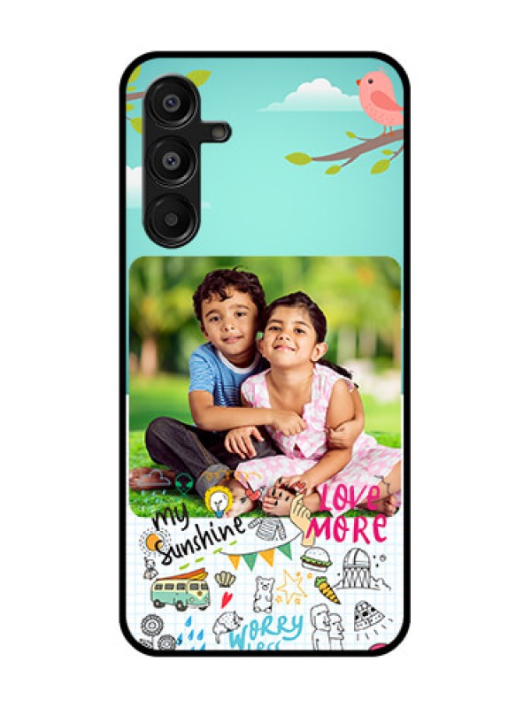 Custom Galaxy F16 5G Custom Glass Phone Case - Doodle Love Design