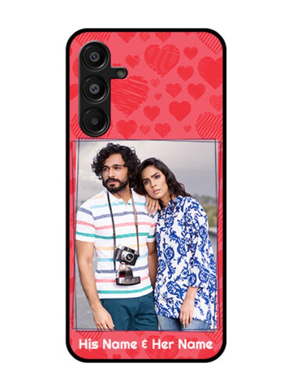 Custom Galaxy F16 5G Custom Glass Phone Case - With Red Heart Symbols Design