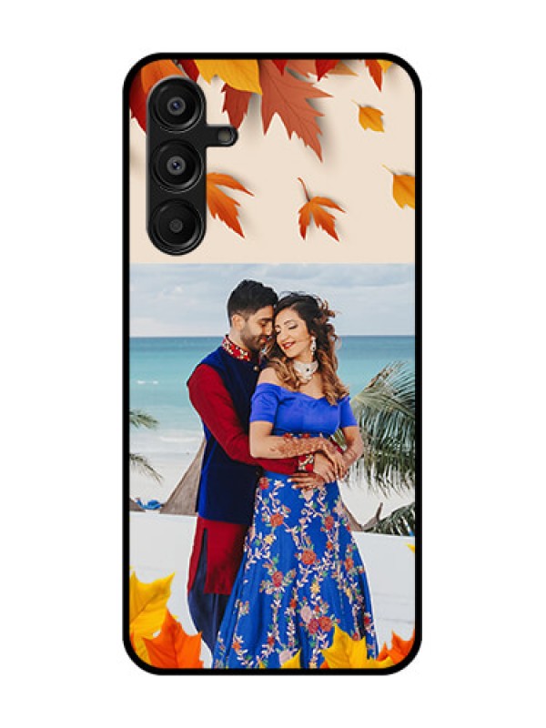 Custom Galaxy F16 5G Custom Glass Phone Case - Autumn Maple Leaves Design