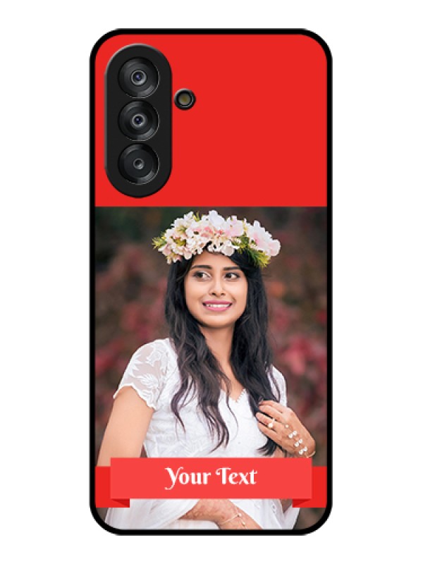 Custom Samsung Galaxy F17 5G Custom Glass Phone Case - Simple Red Color Design