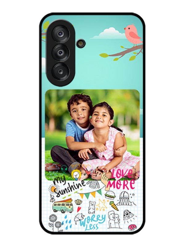 Custom Samsung Galaxy F17 5G Custom Glass Phone Case - Doodle Love Design