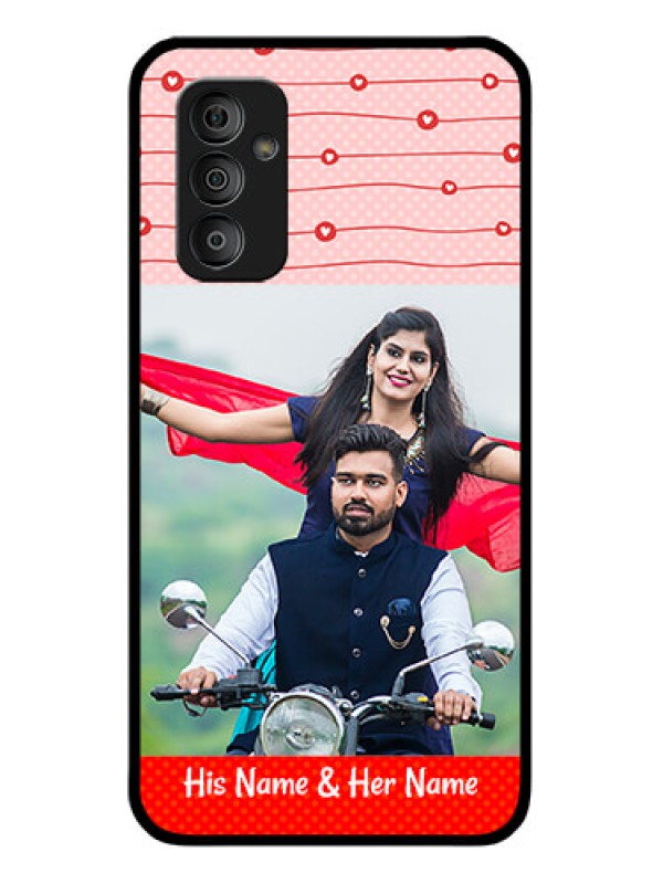 Custom Galaxy F23 5G Personalized Glass Phone Case - Red Pattern Case Design