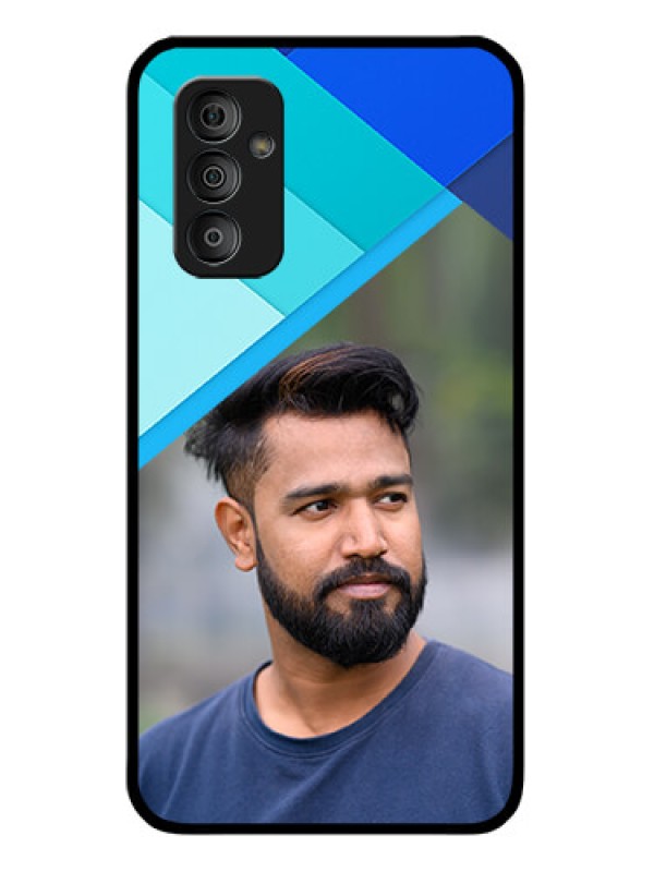 Custom Galaxy F23 5G Custom Glass Phone Case - Blue Pattern Design