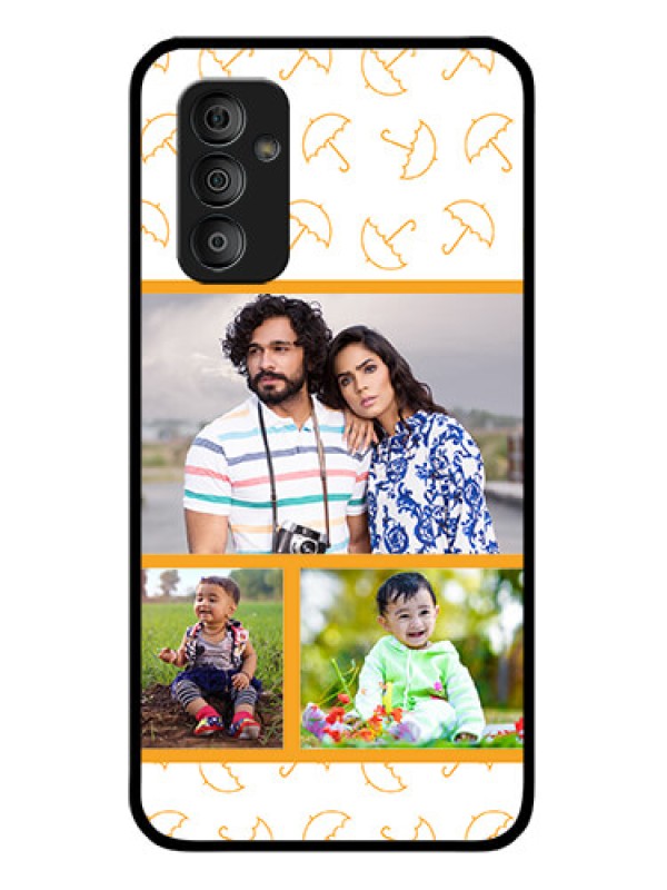 Custom Galaxy F23 5G Custom Glass Mobile Case - Yellow Pattern Design
