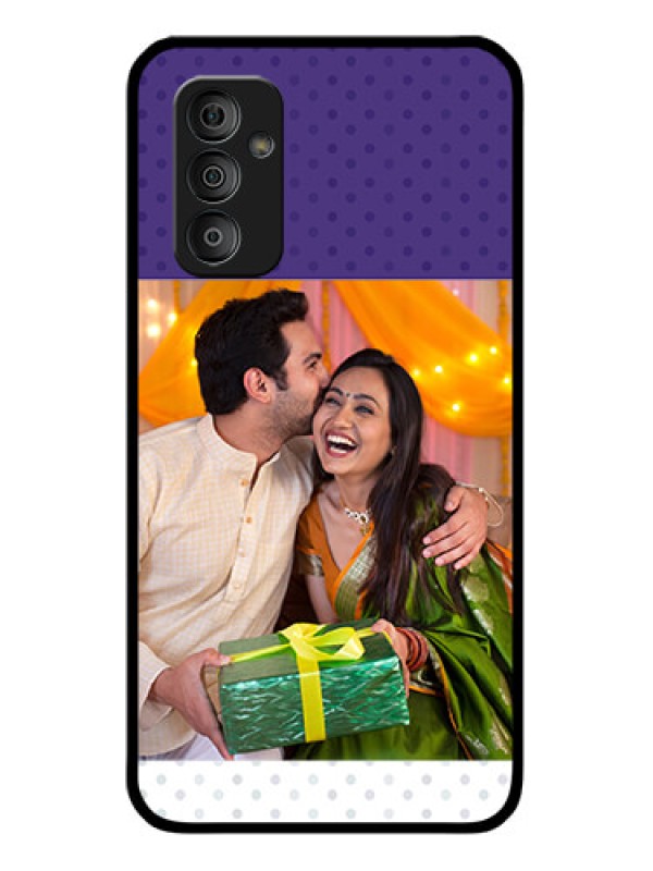 Custom Galaxy F23 5G Personalized Glass Phone Case - Violet Pattern Design