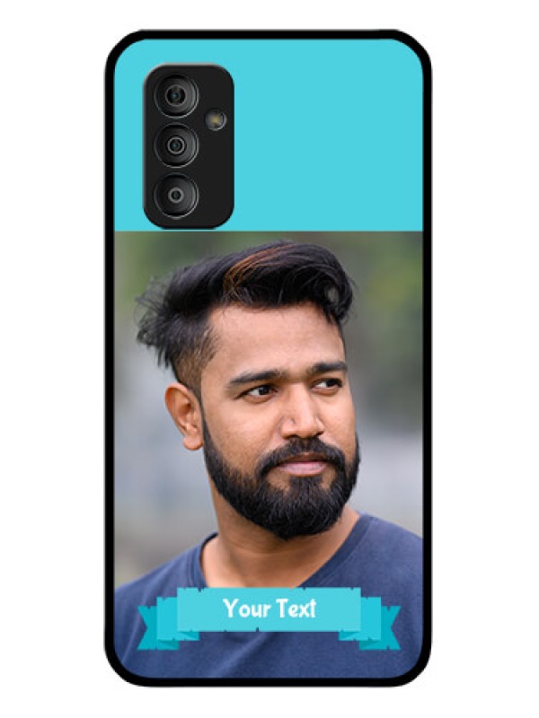 Custom Galaxy F23 5G Personalized Glass Phone Case - Simple Blue Color Design