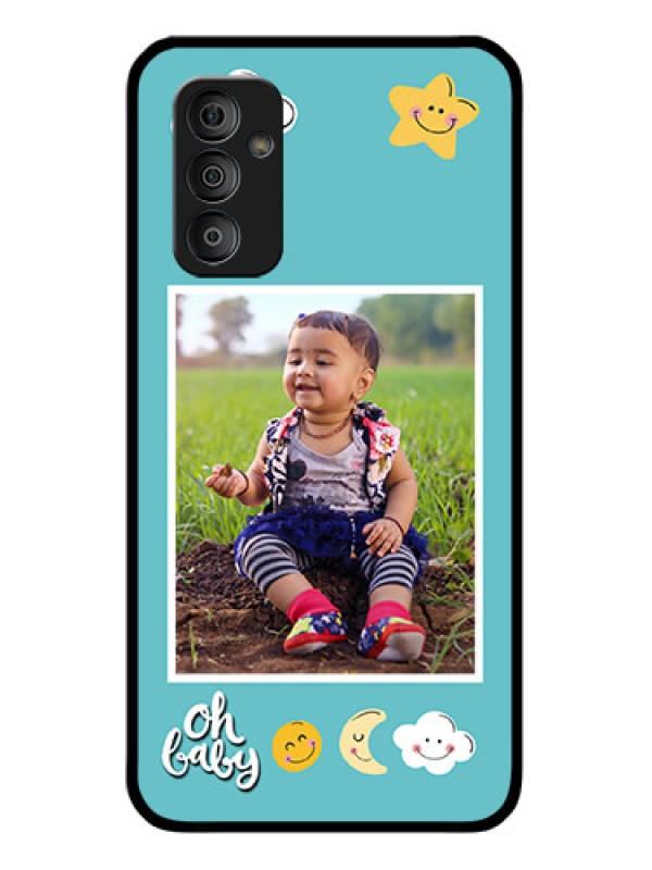 Custom Galaxy F23 5G Personalized Glass Phone Case - Smiley Kids Stars Design