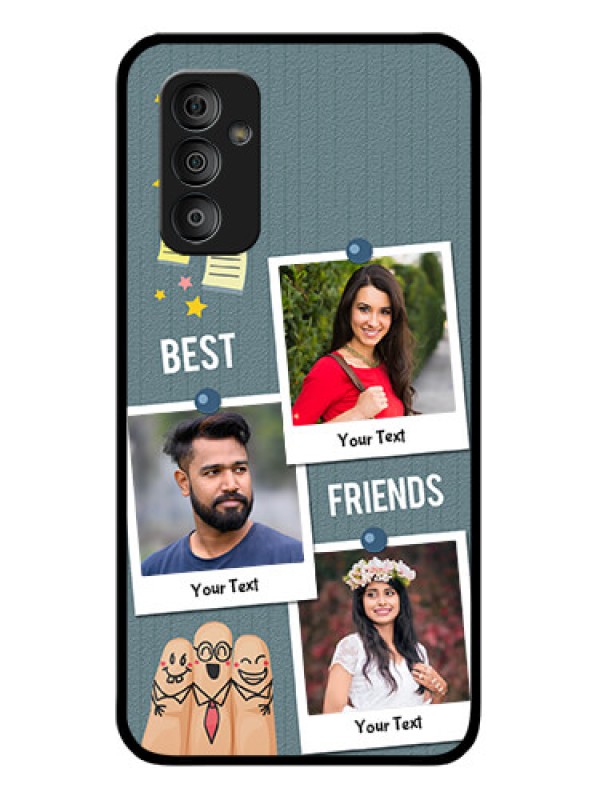 Custom Galaxy F23 5G Personalized Glass Phone Case - Sticky Frames and Friendship Design