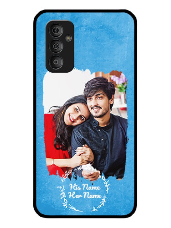 Custom Galaxy F23 Custom Glass Phone Case - Blue Color Vintage Design