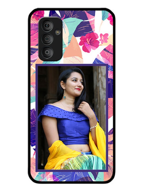 Custom Galaxy F23 5G Custom Glass Mobile Case - Abstract Floral Design