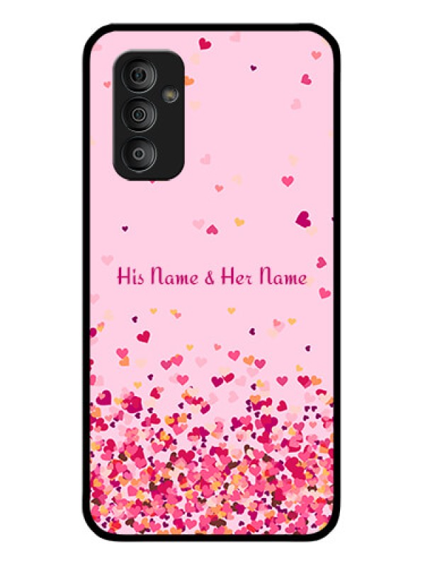 Custom Galaxy F23 Photo Printing on Glass Case - Floating Hearts Design