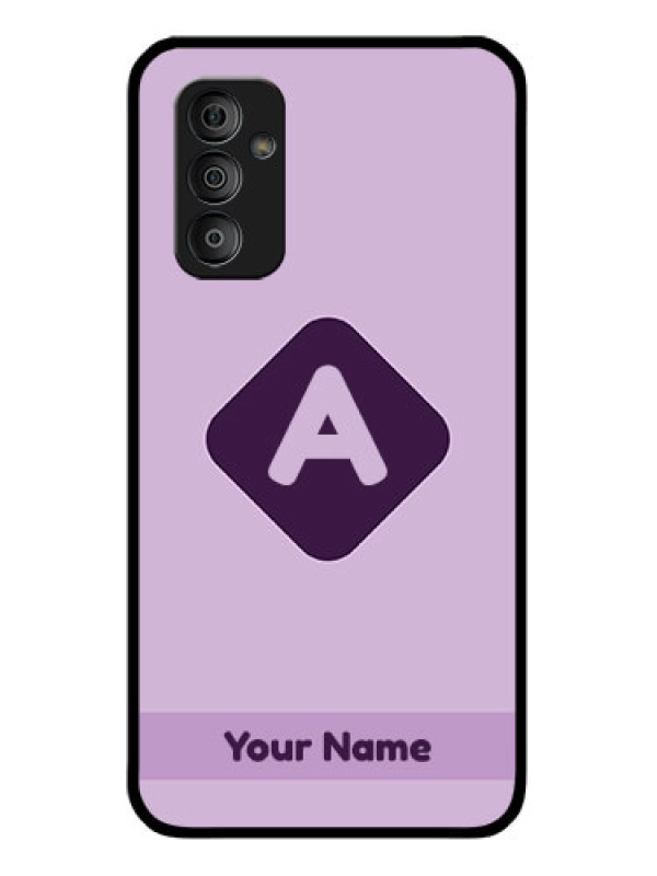 Custom Galaxy F23 Custom Glass Mobile Case - Custom Letter in curved badge Design