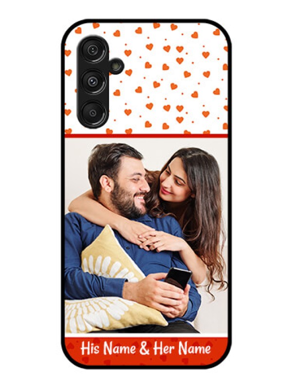 Custom Galaxy F34 5G Custom Glass Phone Case - Orange Love Symbol Design