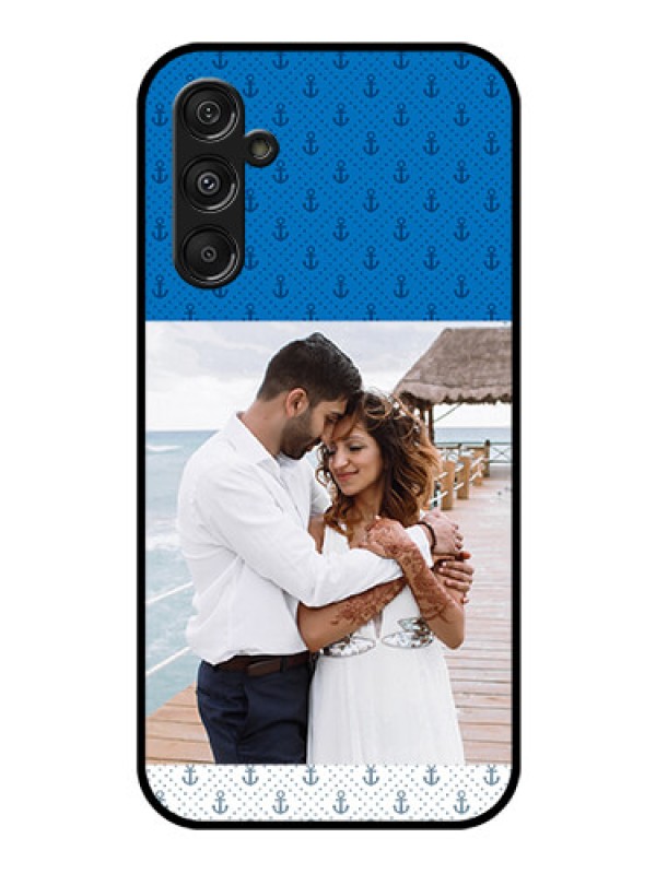 Custom Galaxy F34 5G Custom Glass Phone Case - Blue Anchors Design