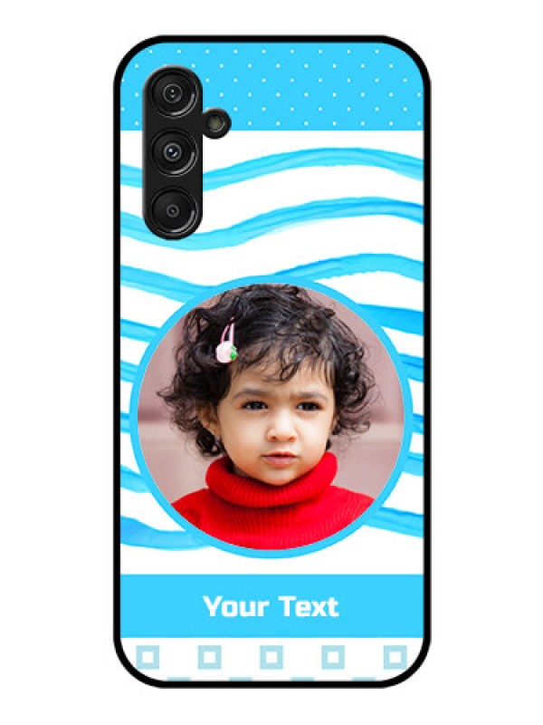 Custom Galaxy F34 5G Custom Glass Phone Case - Simple Blue Case Design