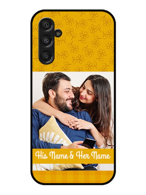 Custom Galaxy F34 5G Custom Glass Phone Case - Yellow Floral Design