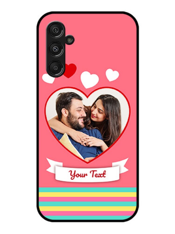Custom Galaxy F34 5G Custom Glass Phone Case - Love Shapes Doodle Design