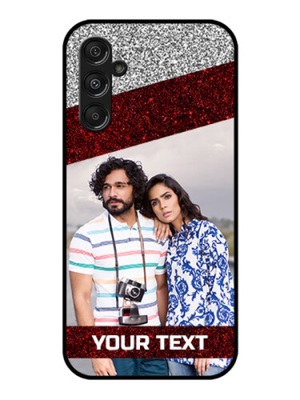 Custom Galaxy F34 5G Custom Glass Phone Case - Image Holder With Glitter Strip Design