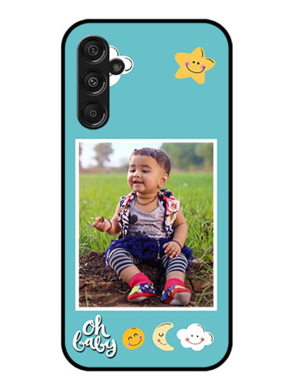 Custom Galaxy F34 5G Custom Glass Phone Case - Smiley Kids Stars Design