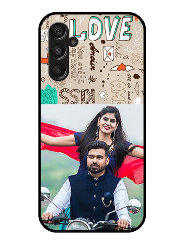 Custom Galaxy F34 5G Custom Glass Phone Case - Love Doodle Pattern