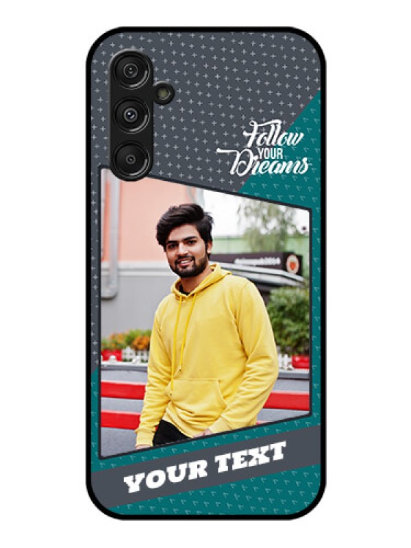 Custom Galaxy F34 5G Custom Glass Phone Case - Background Pattern Design With Quote