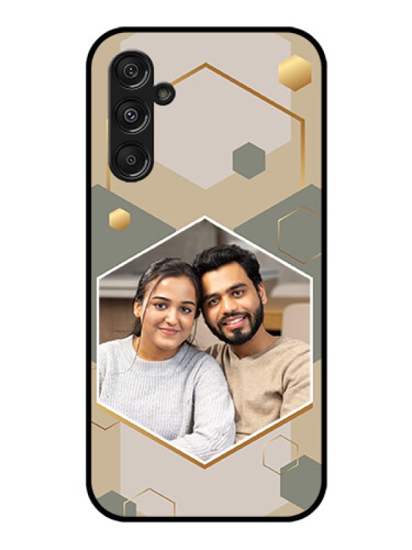 Custom Galaxy F34 5G Custom Glass Phone Case - Stylish Hexagon Pattern Design