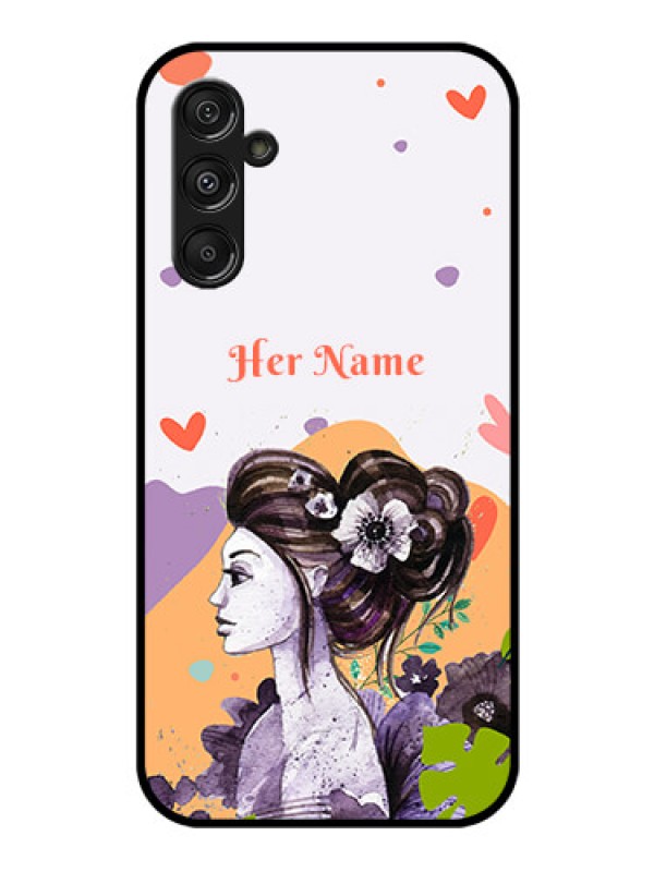 Custom Galaxy F34 5G Custom Glass Phone Case - Woman And Nature Design