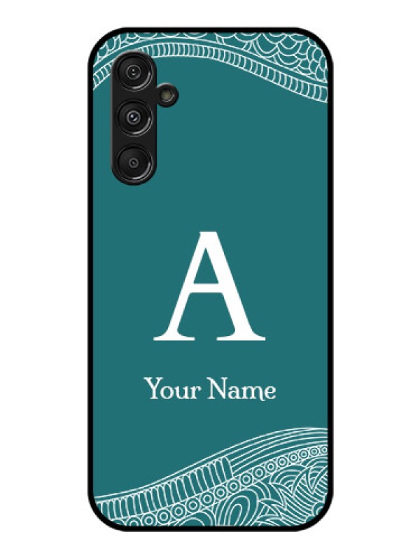 Custom Galaxy F34 5G Custom Glass Phone Case - Line Art Pattern With Custom Name Design