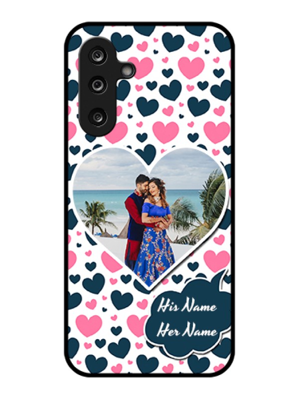 Custom Samsung Galaxy F36 5G Custom Glass Phone Case - Pink & Blue Heart Design