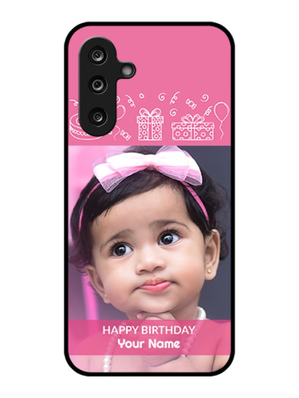 Custom Samsung Galaxy F36 5G Custom Glass Phone Case - With Birthday Line Art Design