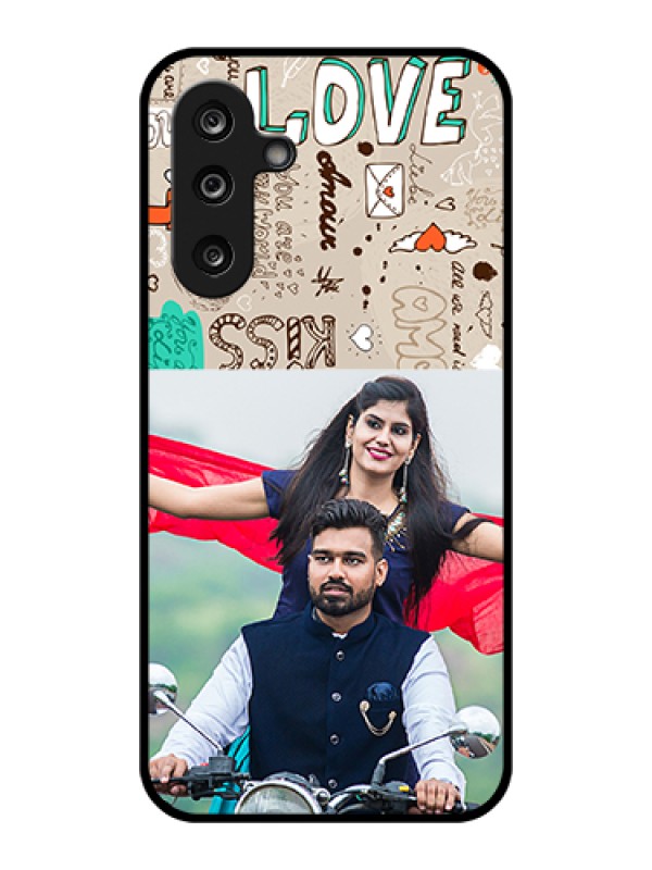 Custom Samsung Galaxy F36 5G Custom Glass Phone Case - Love Doodle Pattern