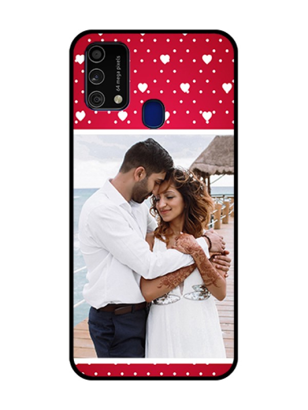 Custom Galaxy F41 Photo Printing on Glass Case  - Hearts Mobile Case Design