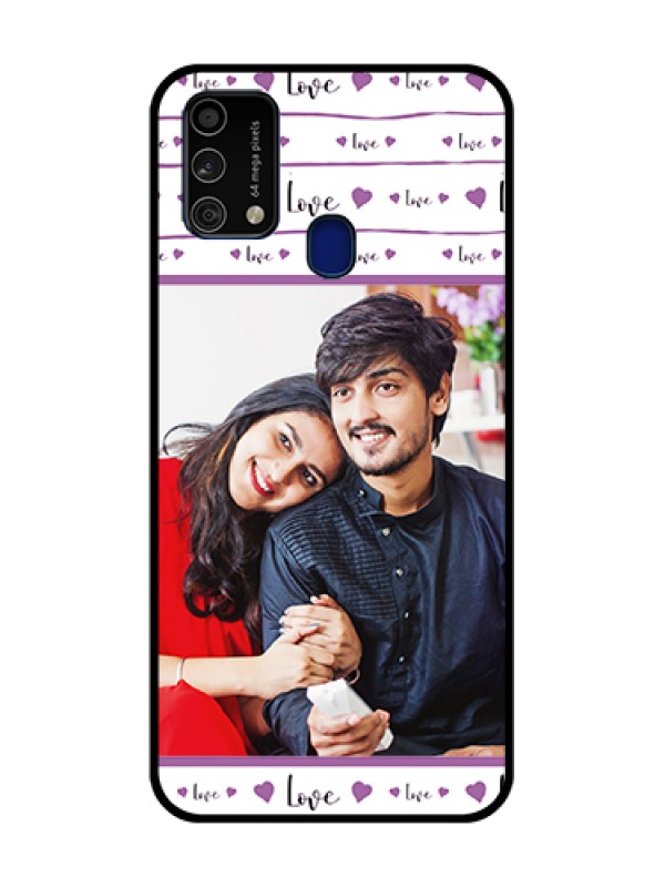 Custom Galaxy F41 Custom Glass Mobile Case  - Couples Heart Design