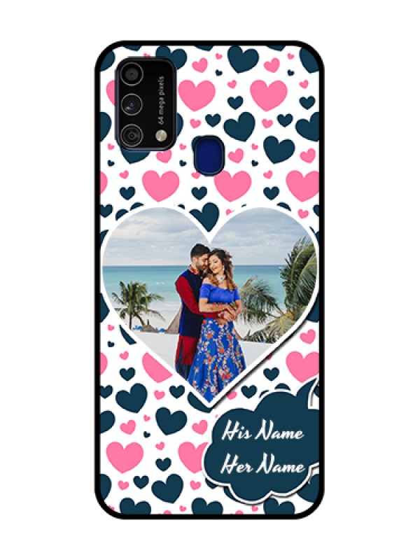 Custom Galaxy F41 Custom Glass Phone Case  - Pink & Blue Heart Design
