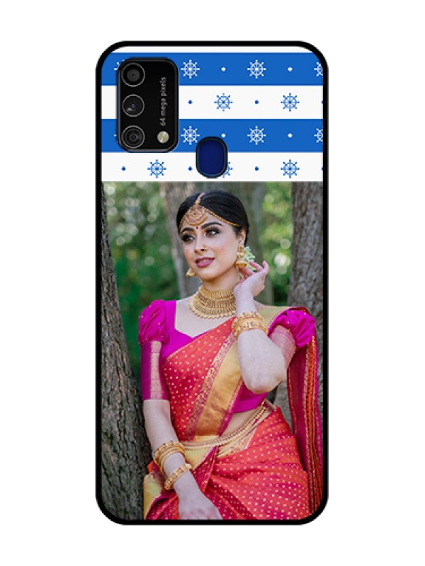 Custom Galaxy F41 Photo Printing on Glass Case  - Snow Pattern Design
