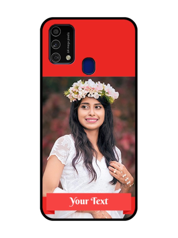 Custom Galaxy F41 Custom Glass Phone Case  - Simple Red Color Design