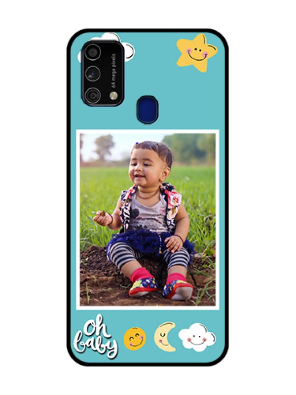 Custom Galaxy F41 Personalized Glass Phone Case  - Smiley Kids Stars Design