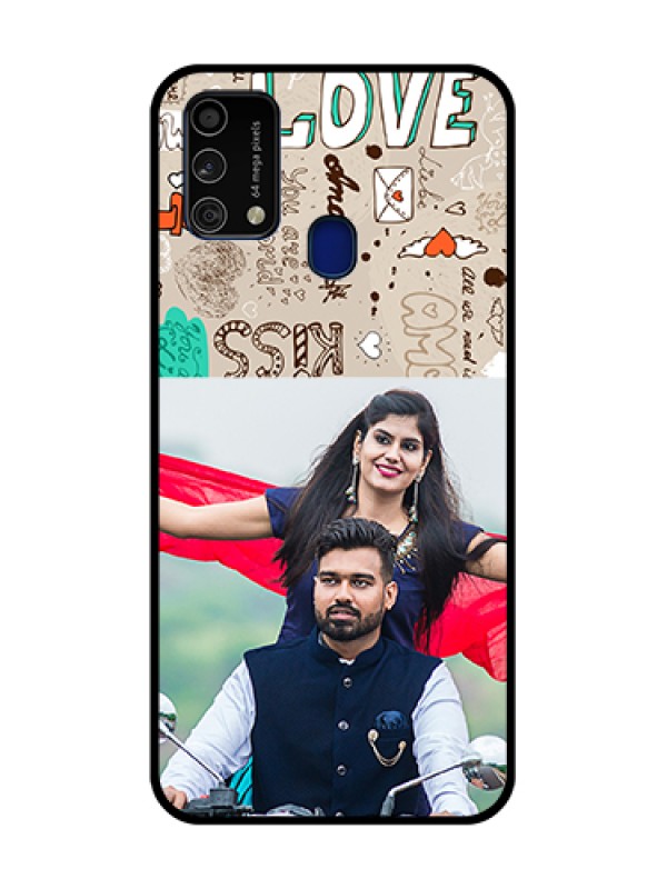 Custom Galaxy F41 Custom Glass Phone Case  - Love Doodle Pattern 