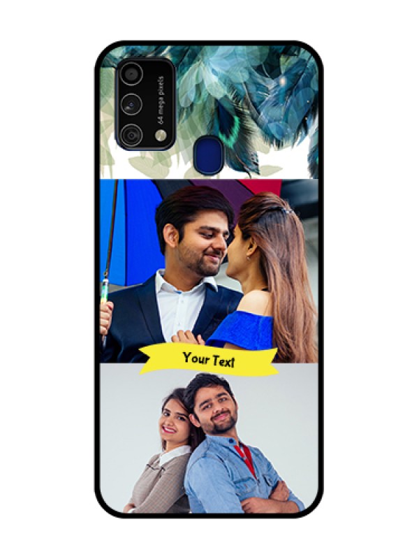 Custom Galaxy F41 Personalized Glass Phone Case  - Image with Boho Peacock Feather Design
