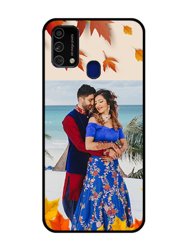 Custom Galaxy F41 Photo Printing on Glass Case  - Autumn Maple Leaves Design