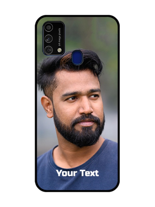 Custom Galaxy F41 Glass Mobile Cover: Photo with Text
