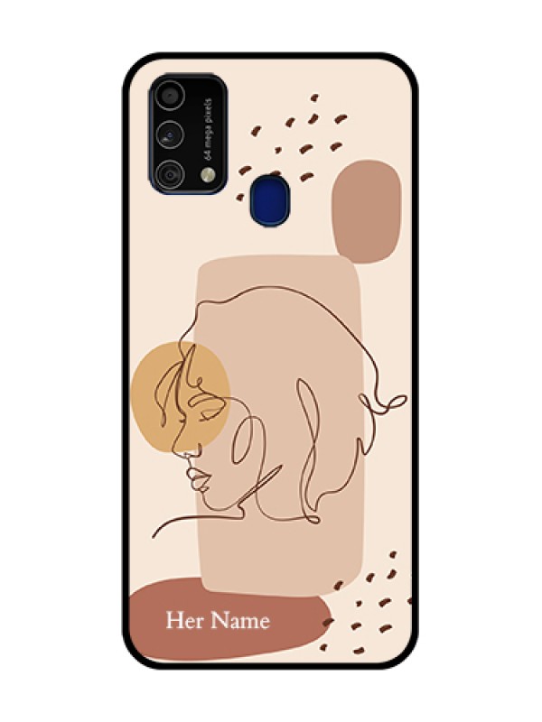 Custom Galaxy F41 Photo Printing on Glass Case - Calm Woman line art Design