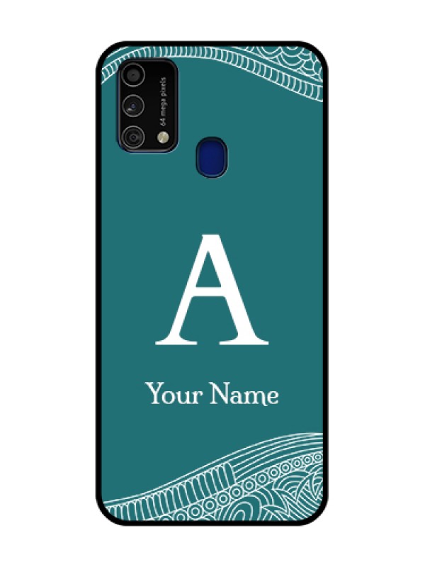 Custom Galaxy F41 Personalized Glass Phone Case - line art pattern with custom name Design