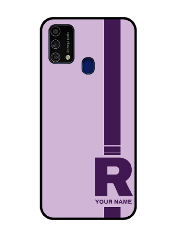Custom Galaxy F41 Photo Printing on Glass Case - Simple dual tone stripe with name Design