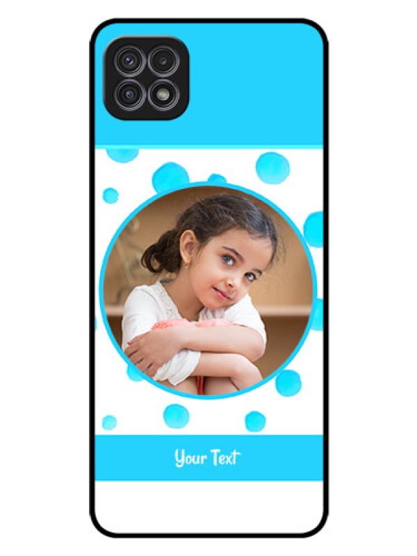 Custom Galaxy F42 5G Photo Printing on Glass Case  - Blue Bubbles Pattern Design