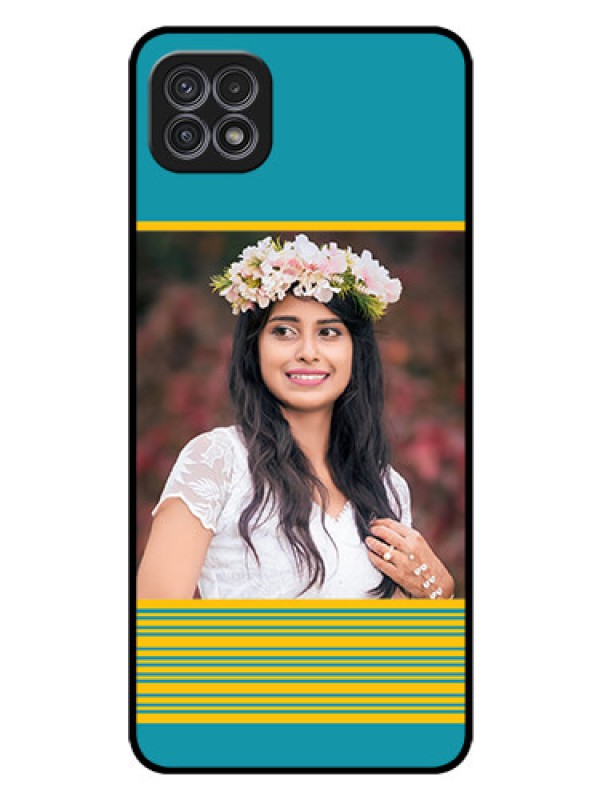 Custom Galaxy F42 5G Custom Glass Phone Case  - Yellow & Blue Design 